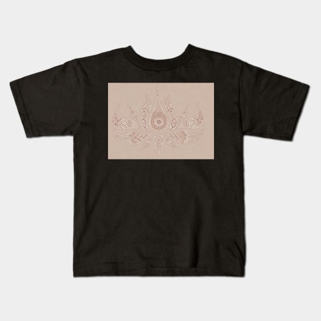 Lotus Henna Flower Kids T-Shirt by ally1021